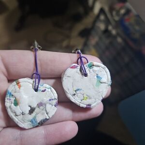 Colorful Heart Earrings Polymer Ckay